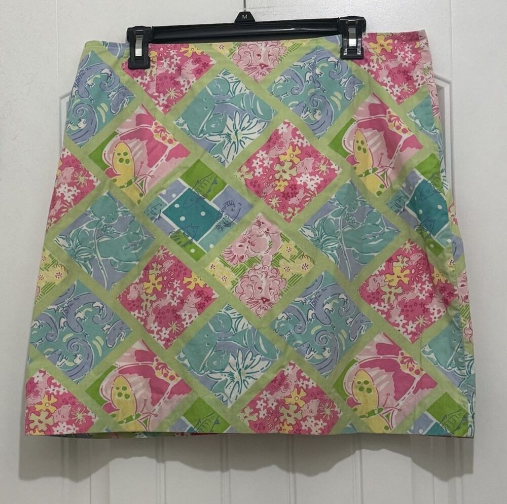 Lilly Pulitzer Surf N Patch Vintage White Label Skirt Womens 12 EUC